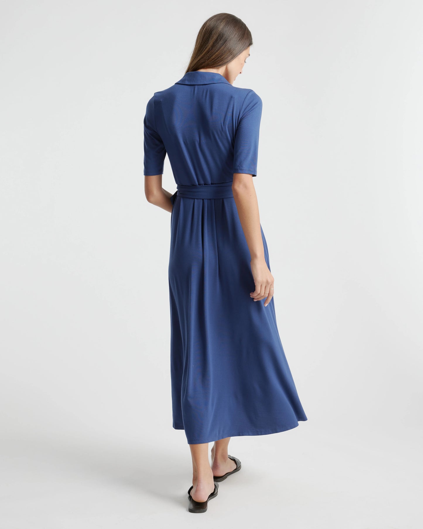 Tencel Jersey Midi Wrap Dress - XS / Brown