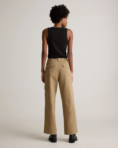 Organic Stretch Cotton Twill Cargo Pants - 0 / Light Khaki