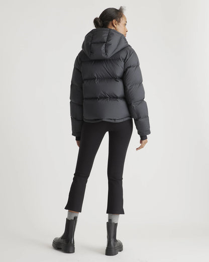 Responsible Down Cropped Puffer Jacket - XS / Shiny Black