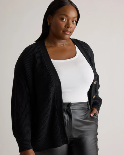 100% Organic Cotton Oversized Boyfriend Cardigan - 1X / Camel