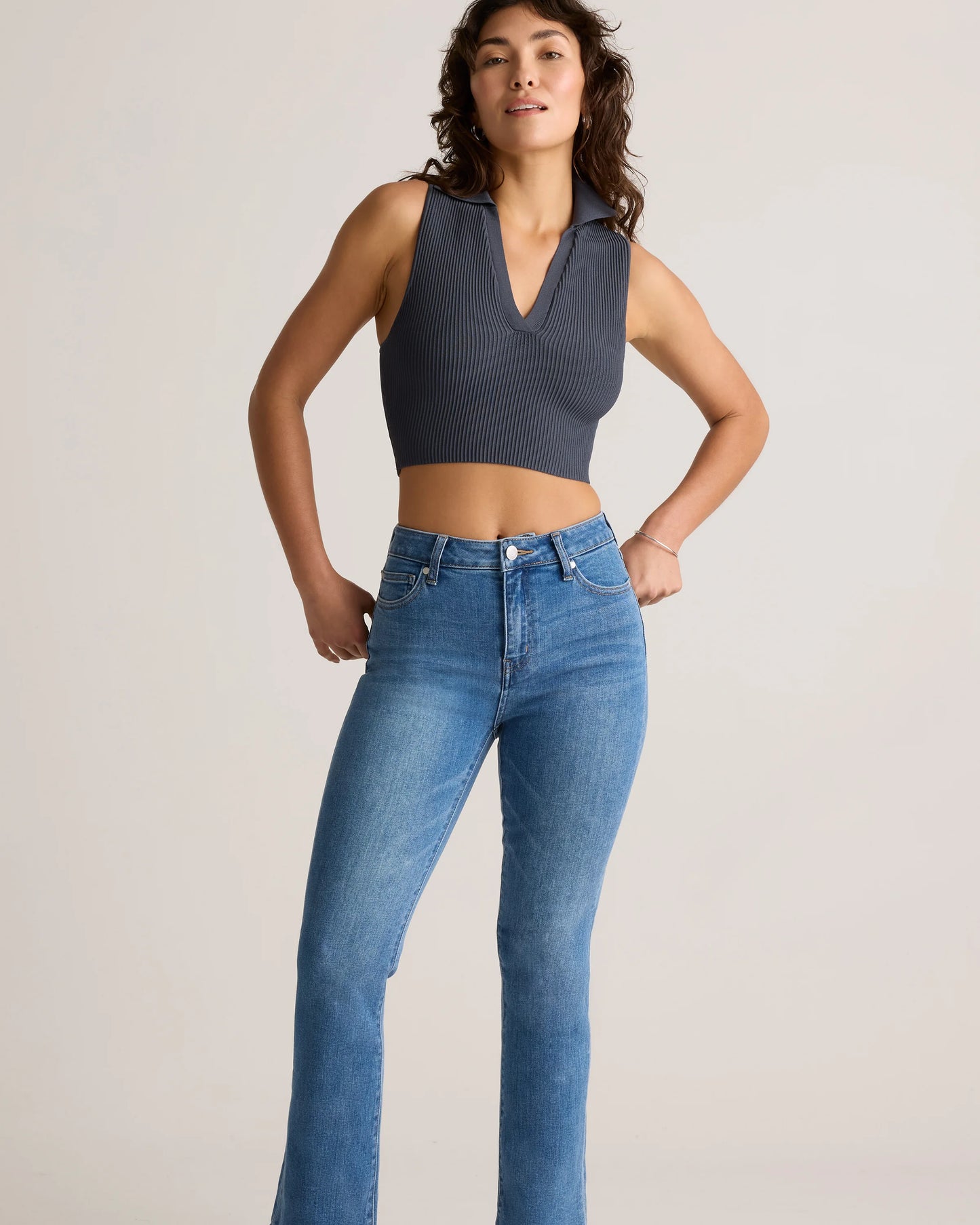 Bella Stretch Kick Flare Jeans - 24 / Deep Rinse