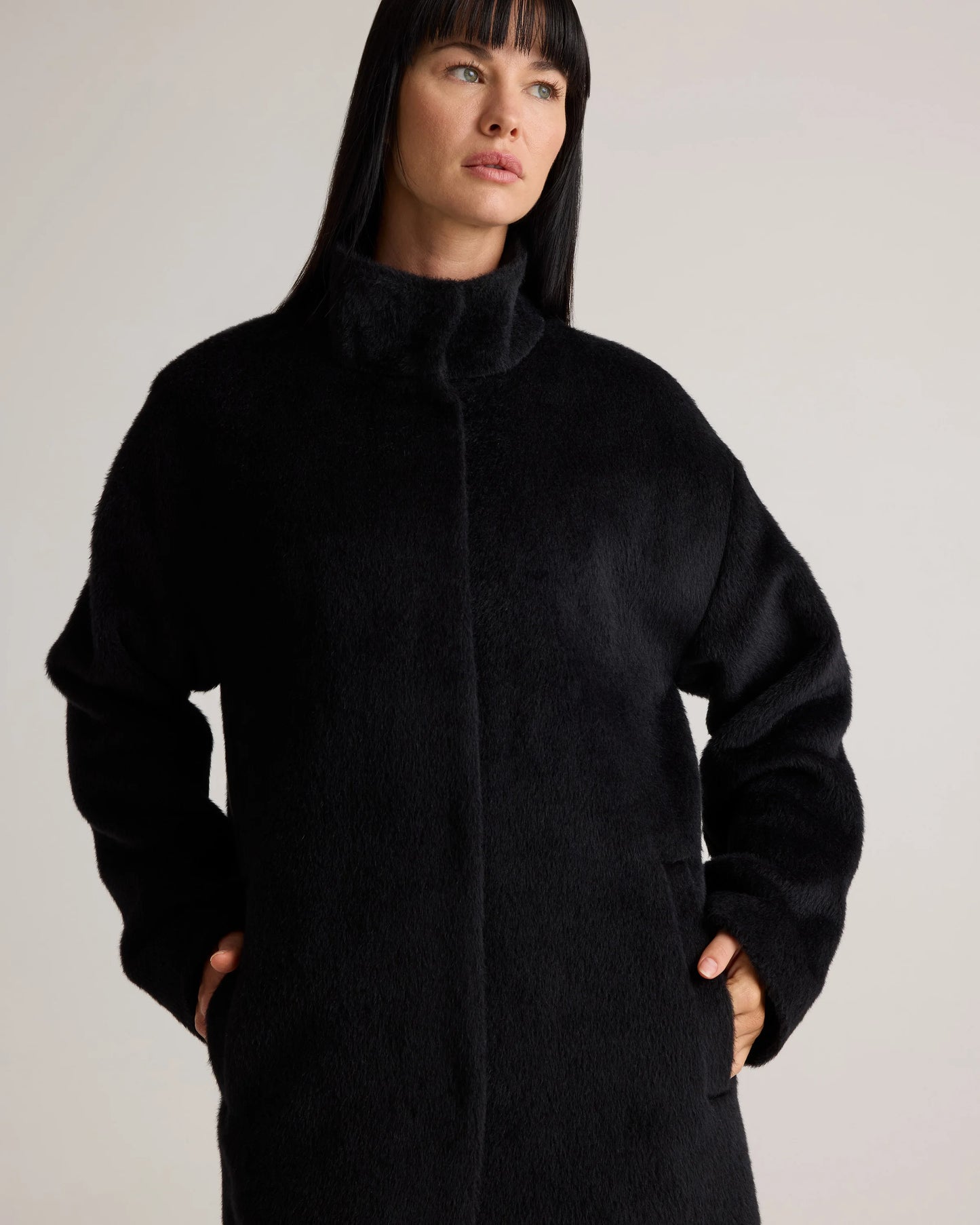 Alpaca-Wool Stand Collar Coat - XS / Rustic Brown