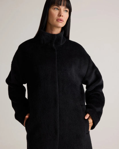 Alpaca-Wool Stand Collar Coat - XS / Rustic Brown