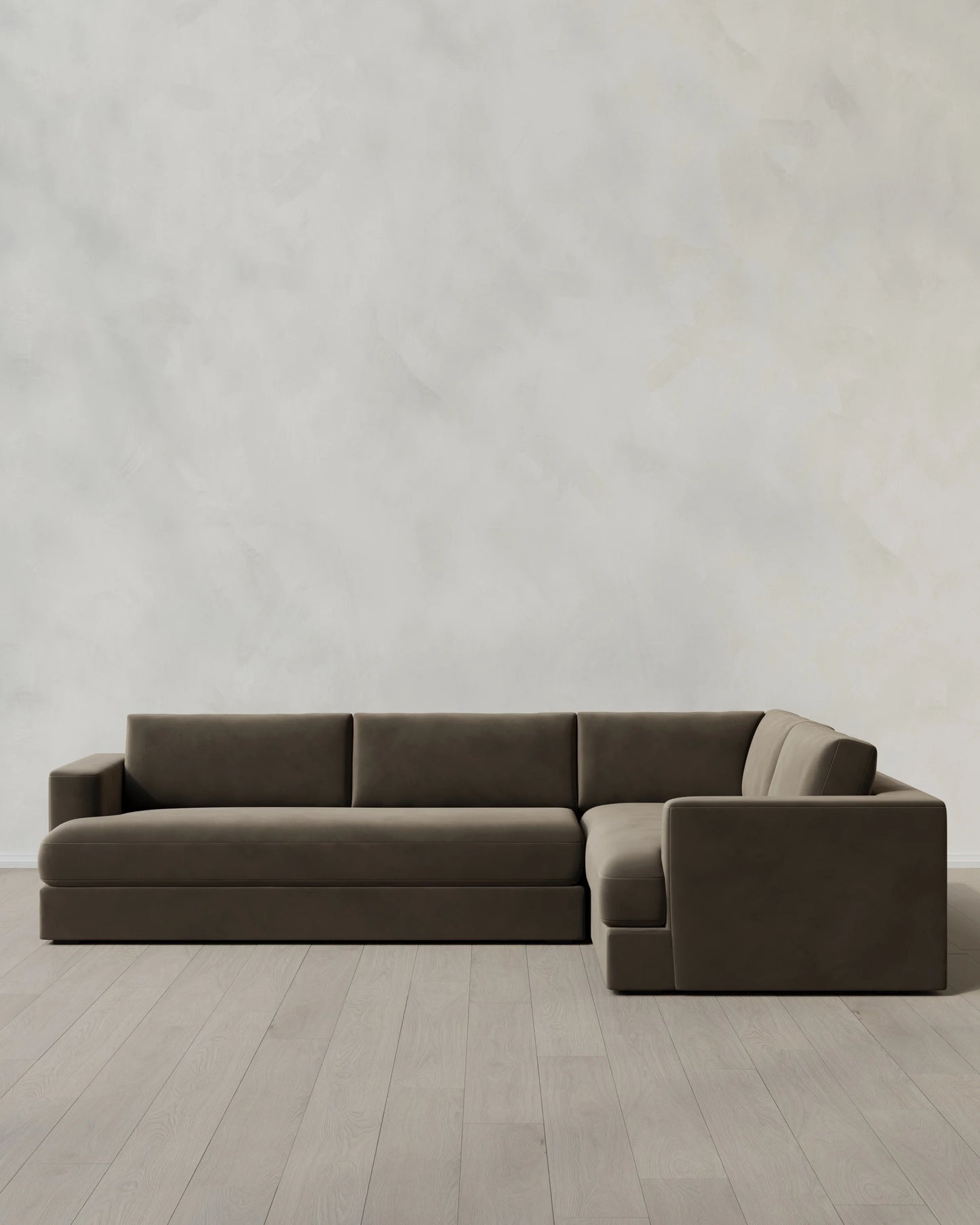 Sierra Curved Arm L Sectional in Performance Velvet - Right Arm / Sable