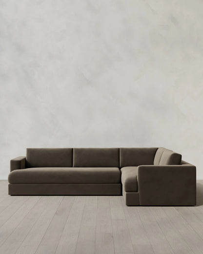 Sierra Curved Arm L Sectional in Performance Velvet - Right Arm / Sable