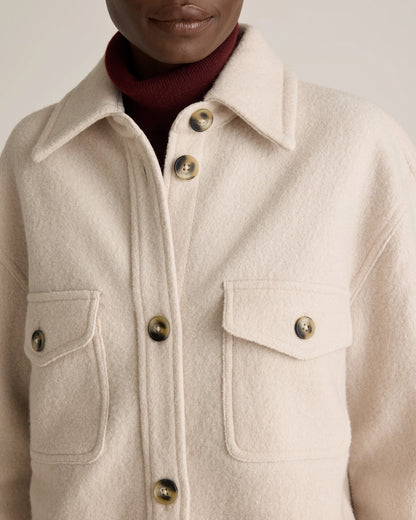 100% Merino Wool Long Shirt Jacket - XS / Heather Bone