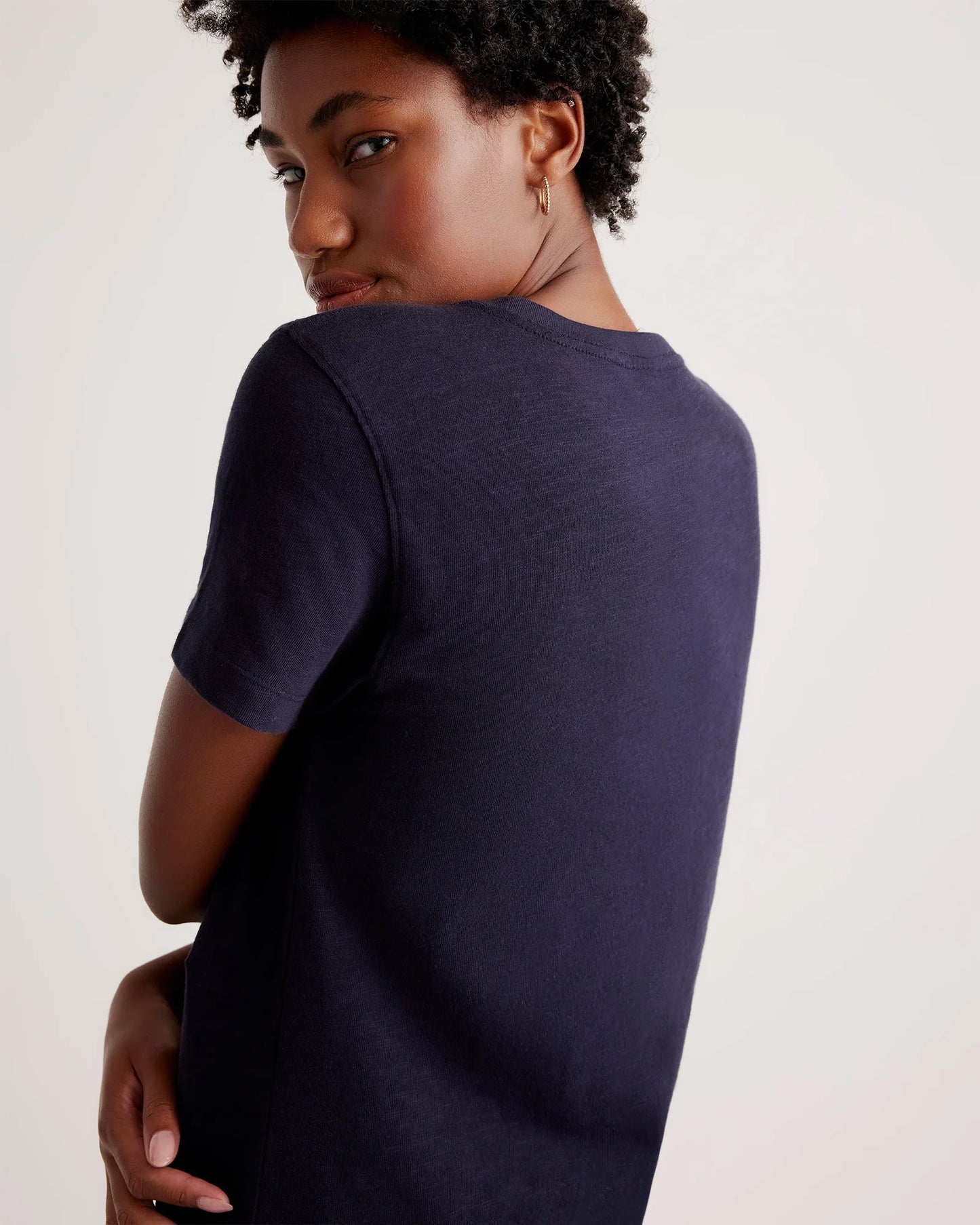 100% Organic Cotton Slub Crewneck Tee - XS / Navy