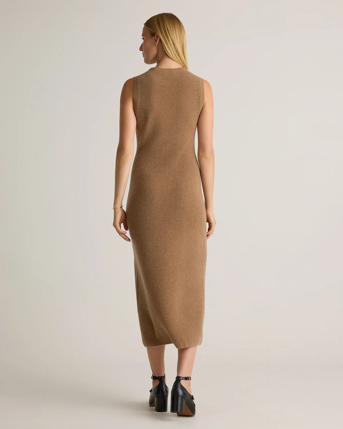 Mongolian Cashmere Sleeveless Midi Sweater Dress - XS / Black