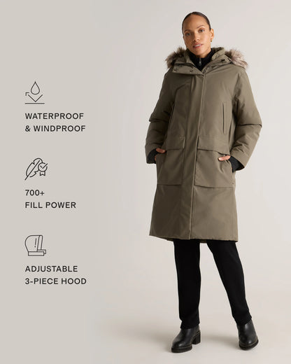 Responsible Down Hooded Long Parka - XS / Storm Blue