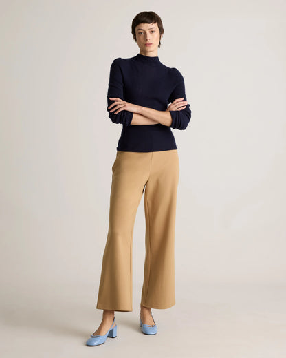 Organic Cotton Double Knit Wide Leg Pants - XS / Bold Black