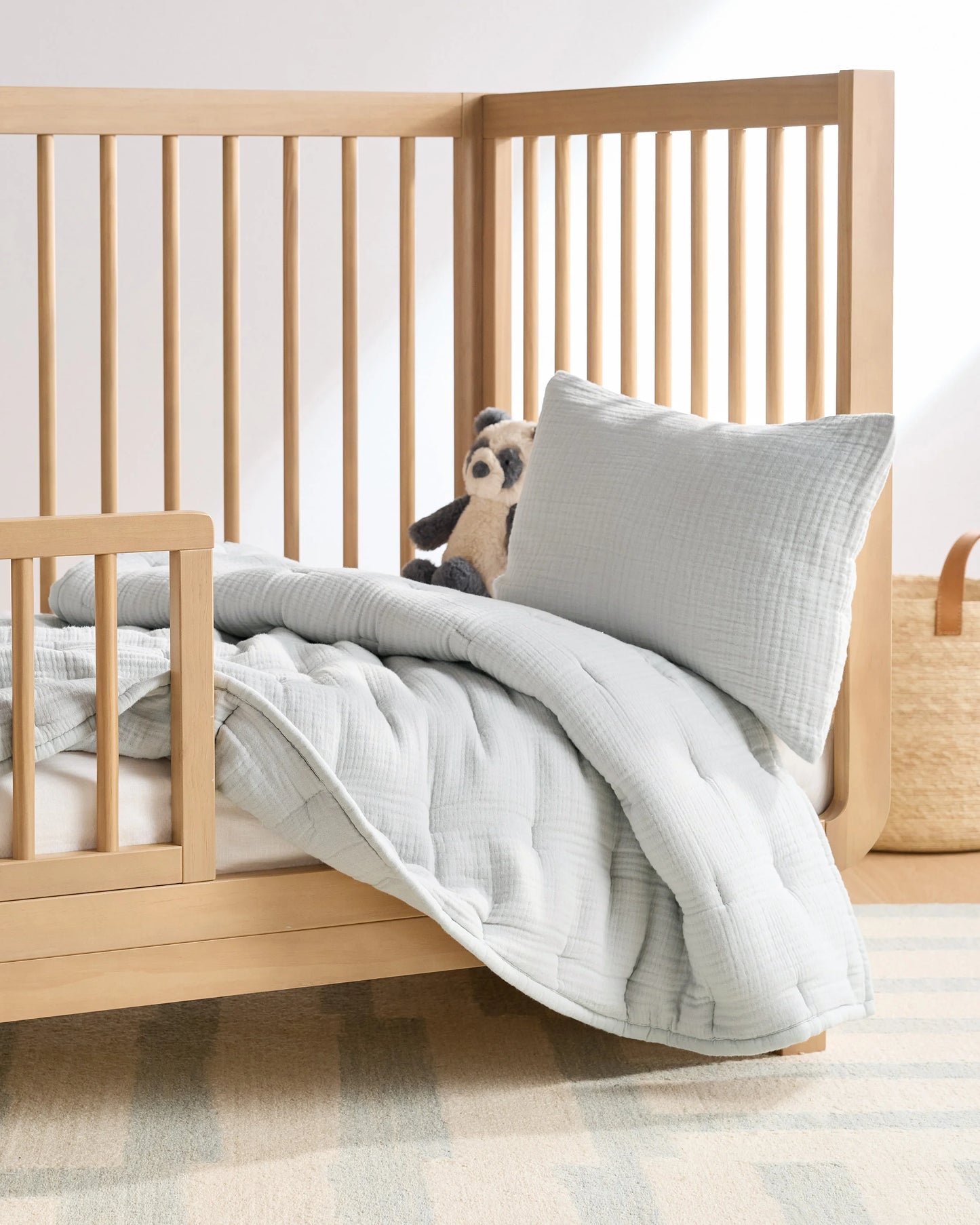 Organic Cotton Gauze Toddler Quilt & Sham Set - One Size / White