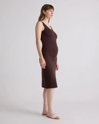 Recycled Knit Maternity Tank Midi Dress - XS / Chocolate