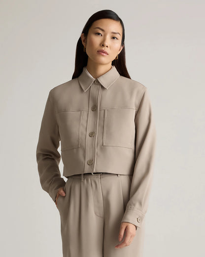 Stretch Crepe Cropped Jacket - XS / Morel