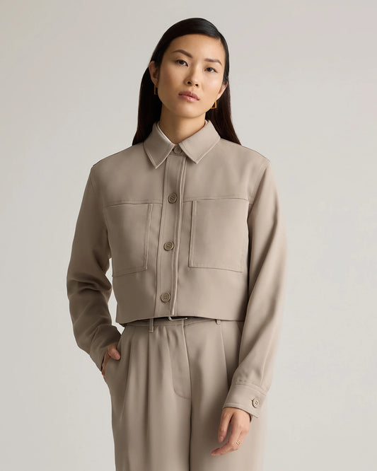 Stretch Crepe Cropped Jacket - XS / Morel