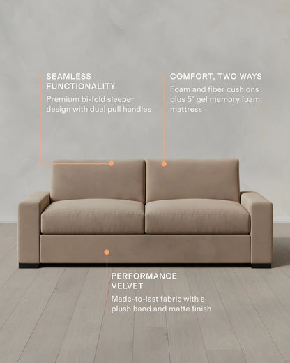 Stillman Sleeper Sofa in Performance Velvet - Queen / Java