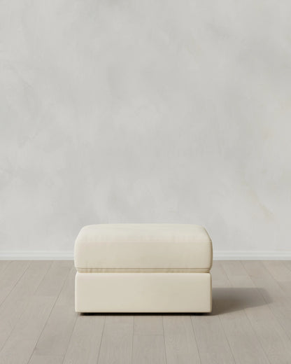 Ashford Deep Seat Ottoman in Performance Velvet - One Size / Ivory