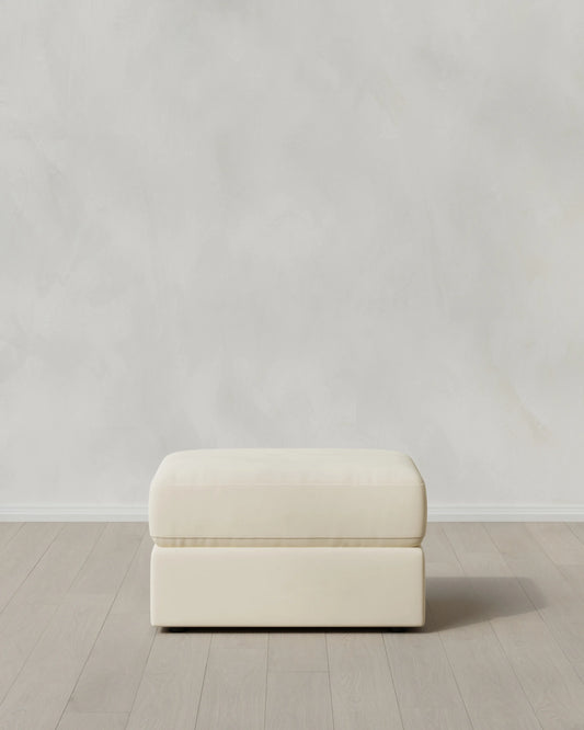 Ashford Deep Seat Ottoman in Performance Velvet - One Size / Ivory