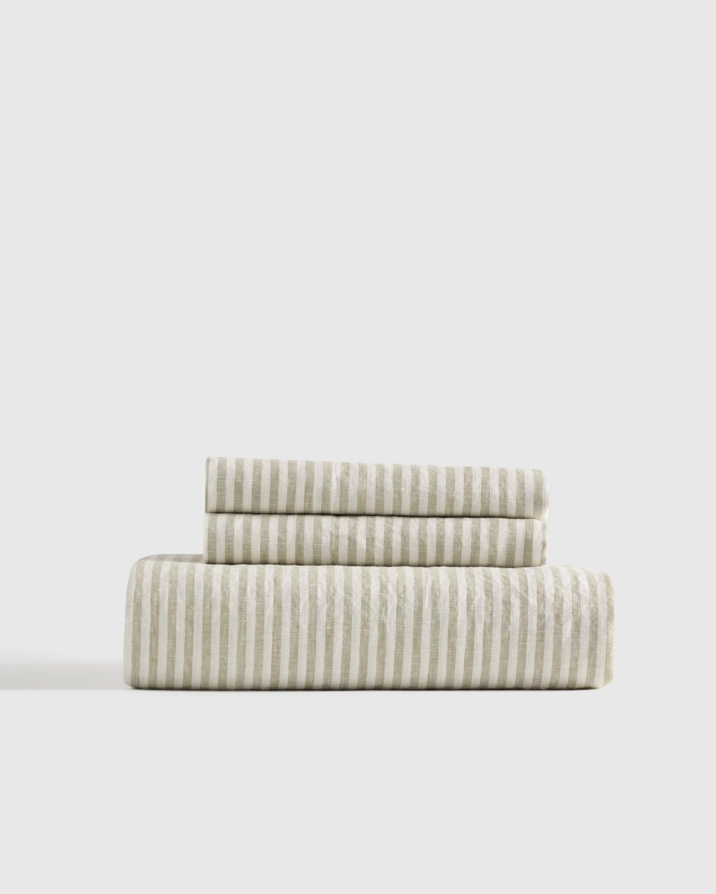 European Linen Stripe Fitted Sheet Set - Twin / Grey/White Stripe