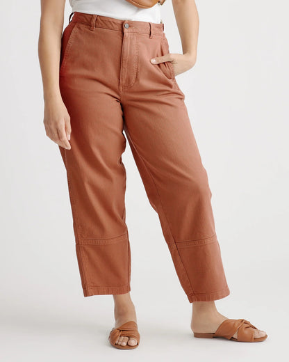 Organic Stretch Cotton Twill Barrel Pants - 0 / Olive