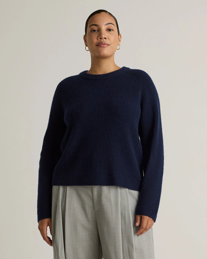 Mongolian Cashmere Fisherman Crewneck Sweater - XS / Teak