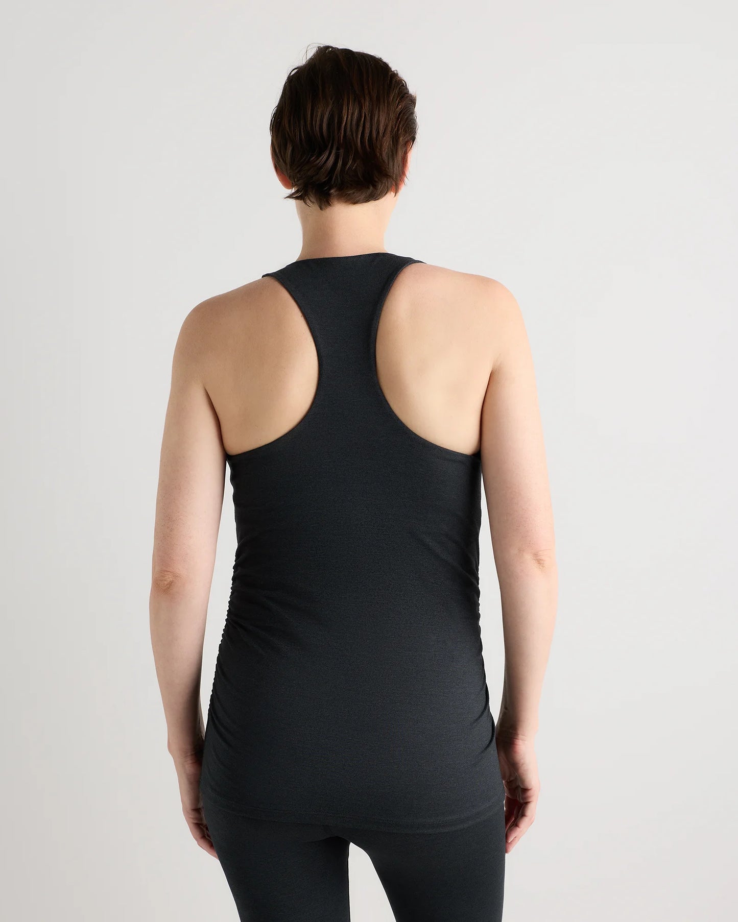 Ultra-Soft Maternity Built-In Bra Tank - XS / Heather Black