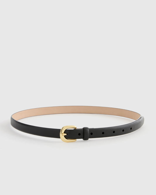 Sofia European Leather Skinny Belt - XS / Black