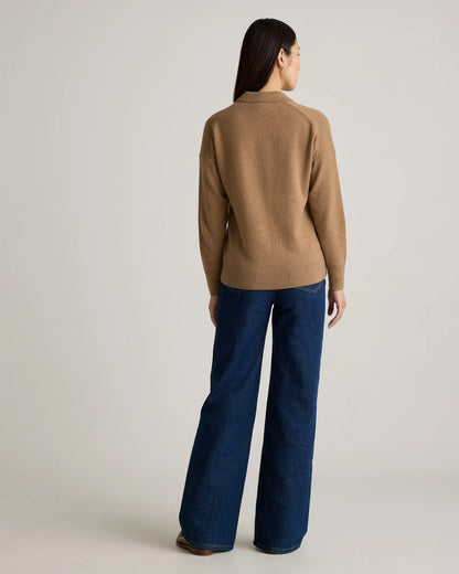 Mongolian Cashmere Polo Sweater - XS / Pale Custard Yellow