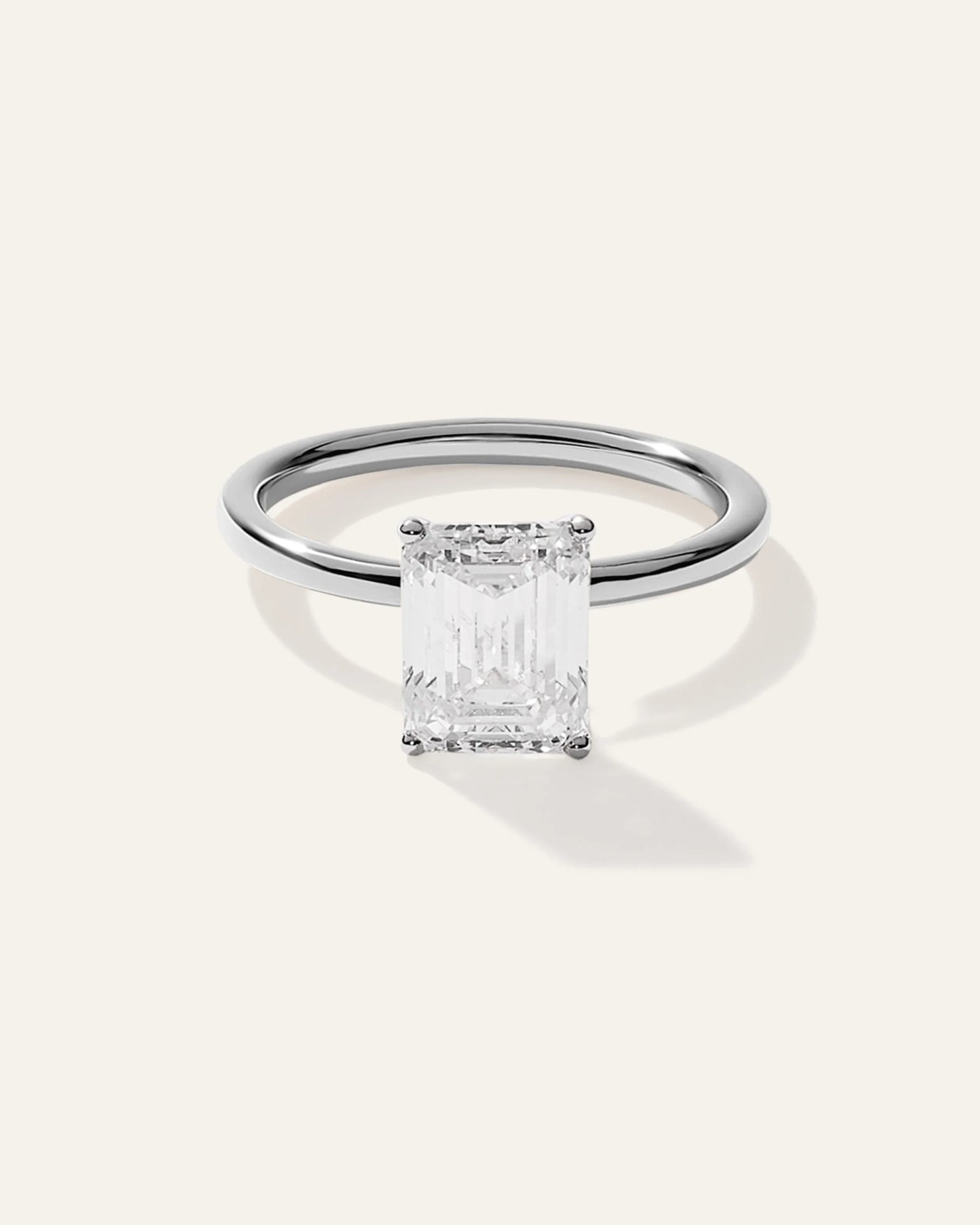 Lab Grown Diamond Emerald Comfort Fit Engagement Ring - 3ct - 4 / Yellow Gold