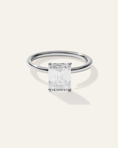 Lab Grown Diamond Emerald Comfort Fit Engagement Ring - 3ct - 4 / Yellow Gold