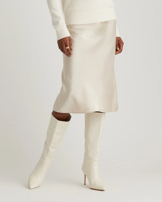 100% Washable Silk Skirt - XS / Champagne