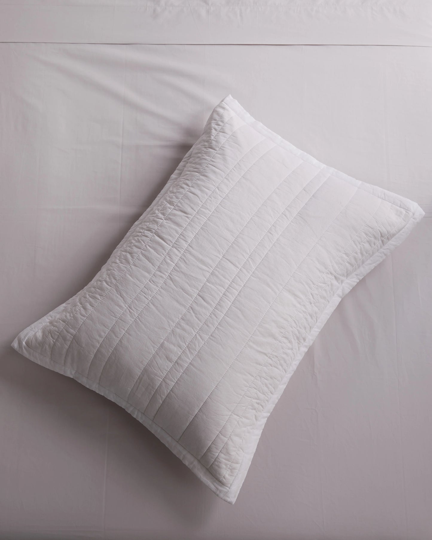 Organic Cotton Stripe Stitch Quilted Sham Set - Standard / White