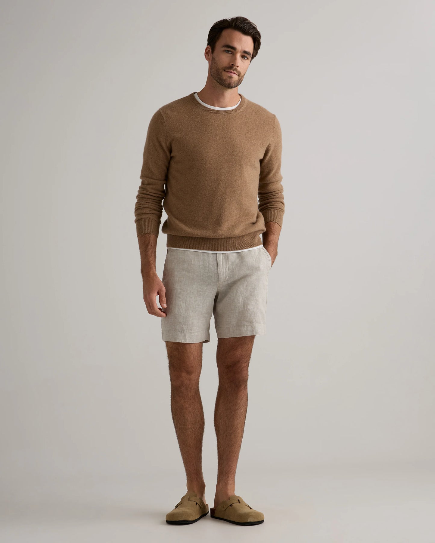 100% European Linen Trouser Shorts - 7" - S / Bayberry Olive