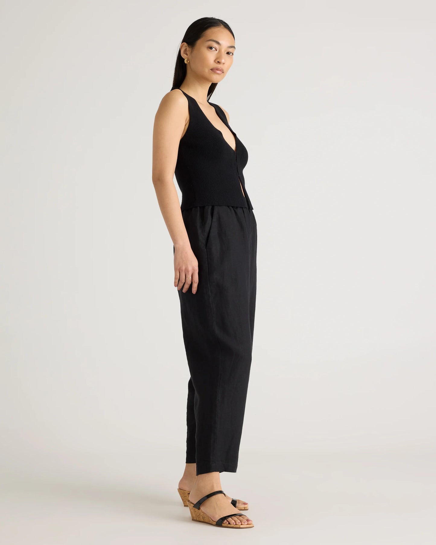100% European Linen Pants - XS / White