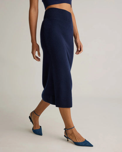 Mongolian Cashmere Fitted Midi Skirt - XS / Brown
