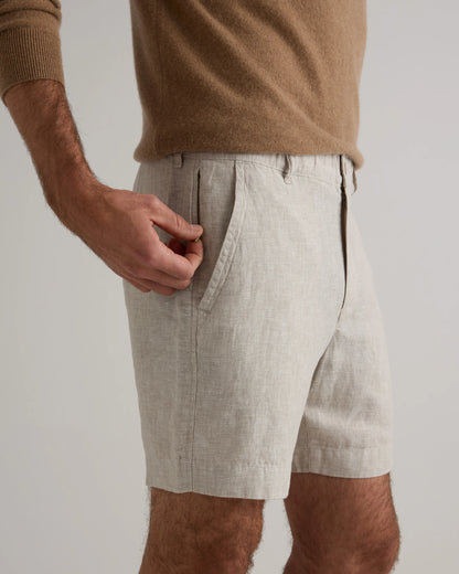 100% European Linen Trouser Shorts - 7" - S / Bayberry Olive