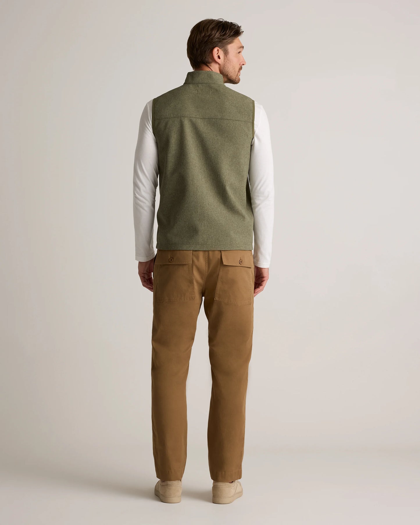 Softshell Fleece-Lined Full-Zip Vest - S / Heather Deep Navy