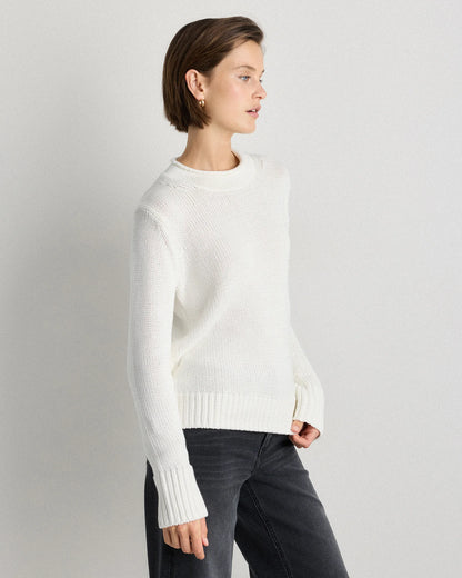100% Organic Cotton Roll Neck Sweater - XS / Cornflower Mini Stripe