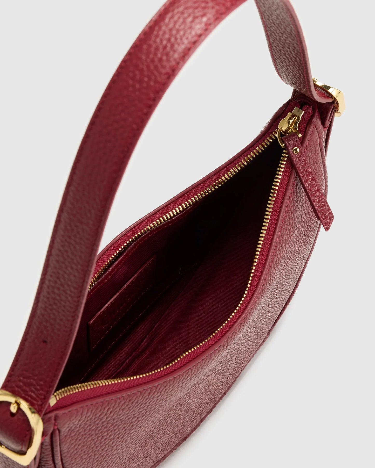 Italian Leather Mini Crescent Shoulder Bag - One Size / Espresso Brown
