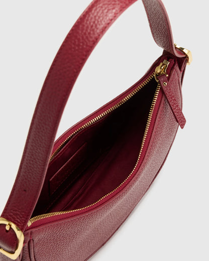 Italian Leather Mini Crescent Shoulder Bag - One Size / Espresso Brown