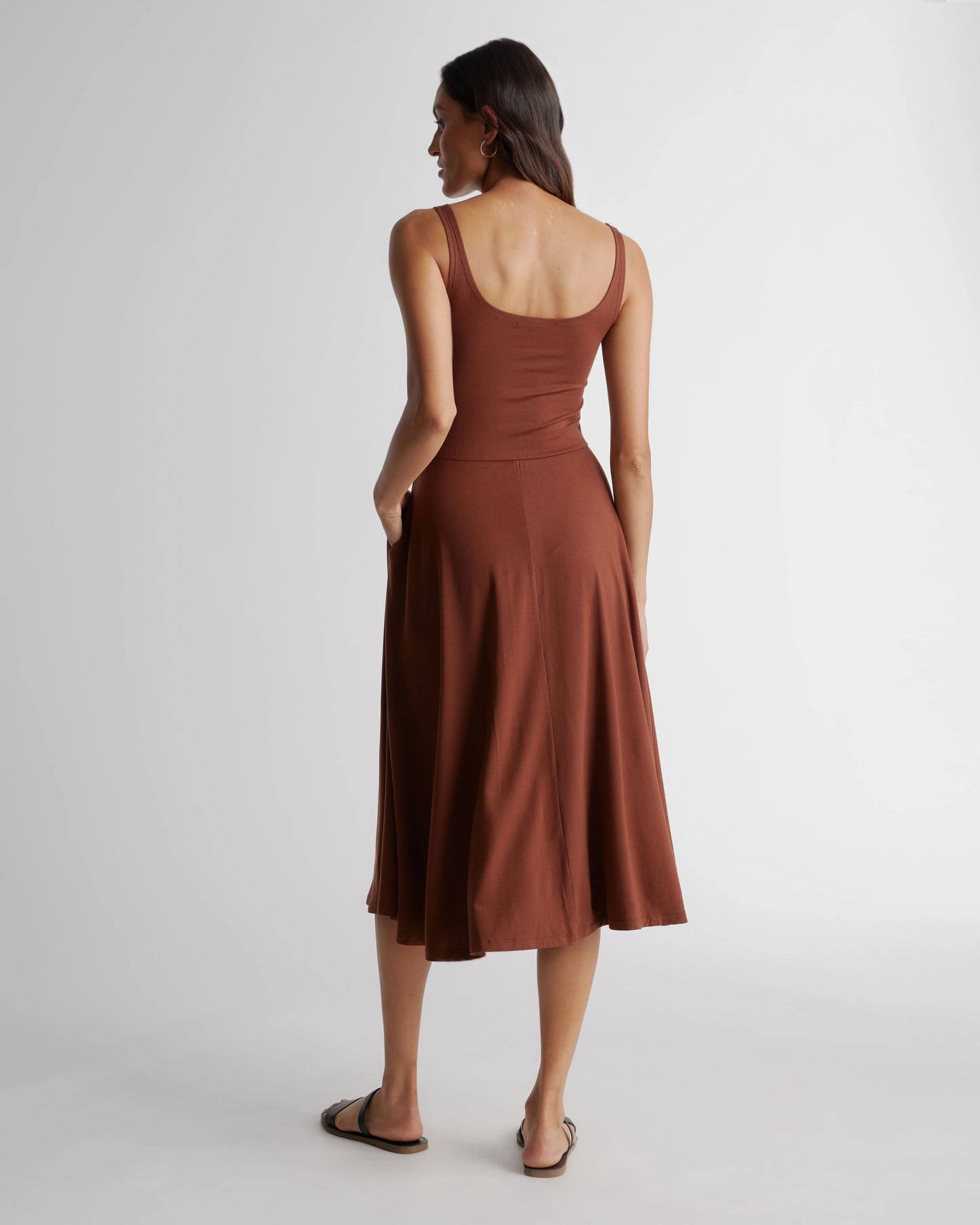 Tencel Jersey Fit & Flare Dress - XS / Dark Olive