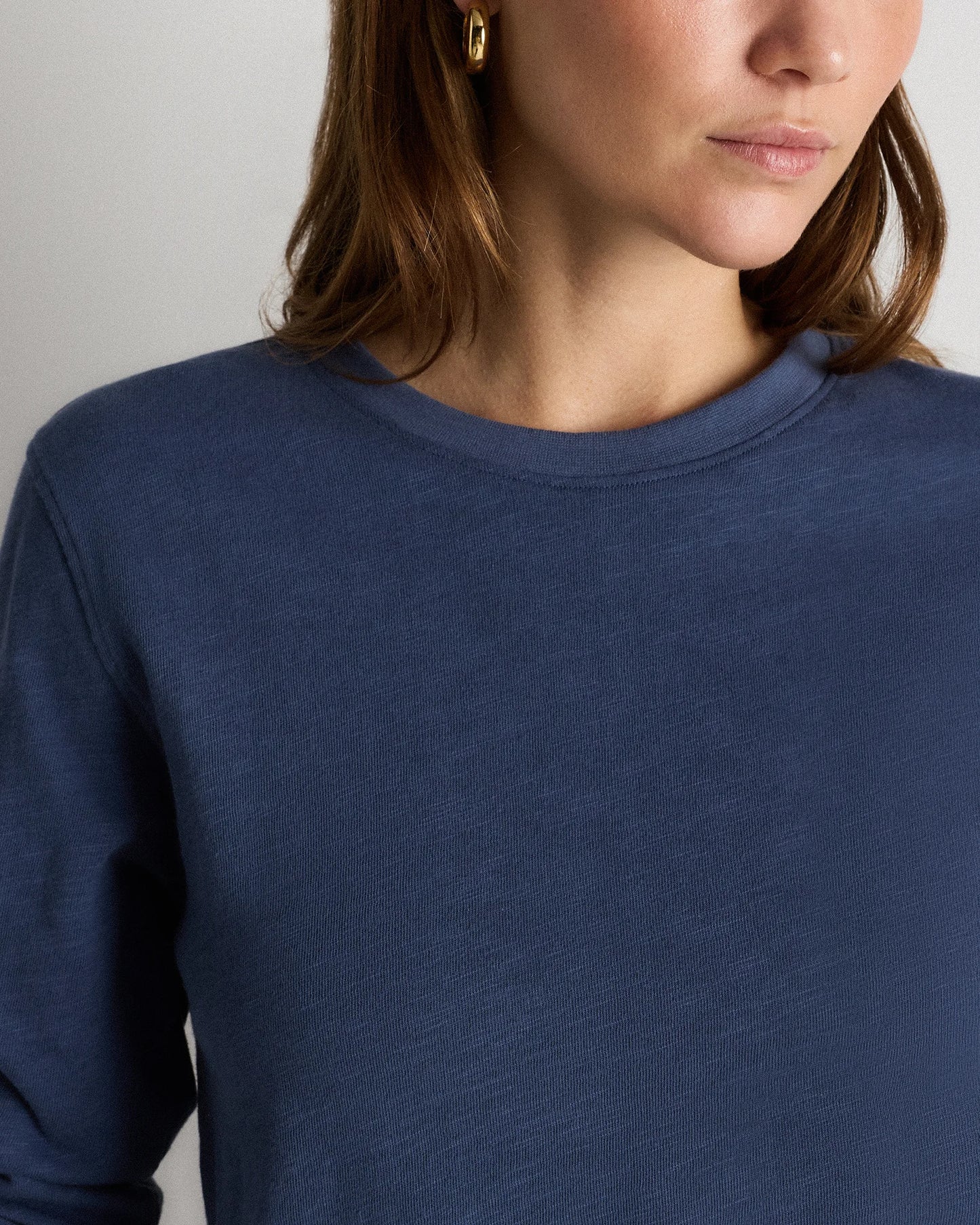 100% Organic Cotton Slub Long Sleeve Tee - XS / Smoked Thyme Green