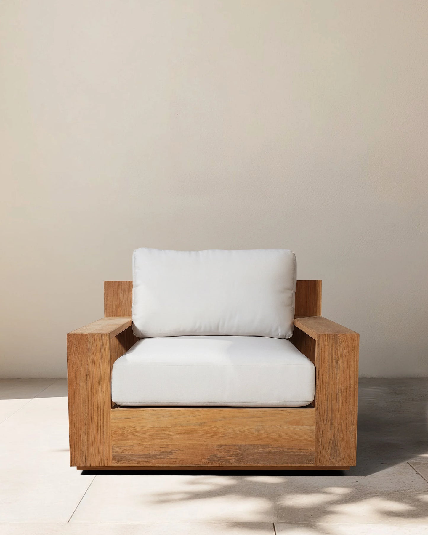 Solid Teak Outdoor Swivel Lounge Chair - One Size / Natural Teak/Canvas