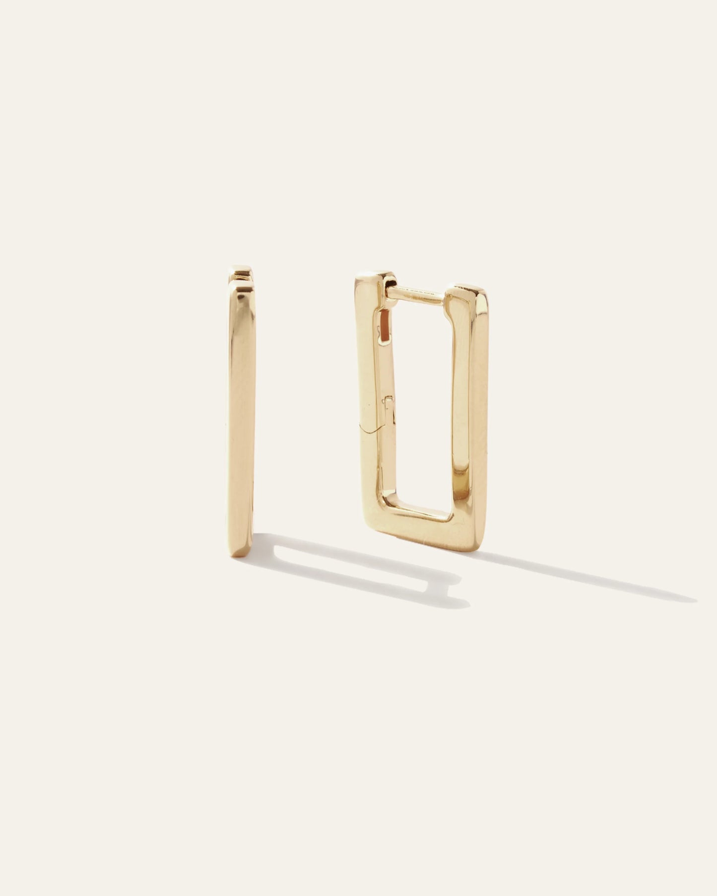 Rectangle Block Hoops - One Size / Gold Vermeil