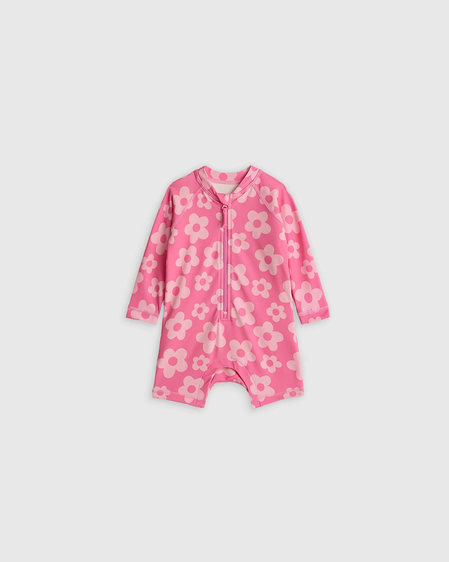 Long Sleeve Zip-Up Rash Guard One-Piece - 0-3M / Peri Beach Stripe