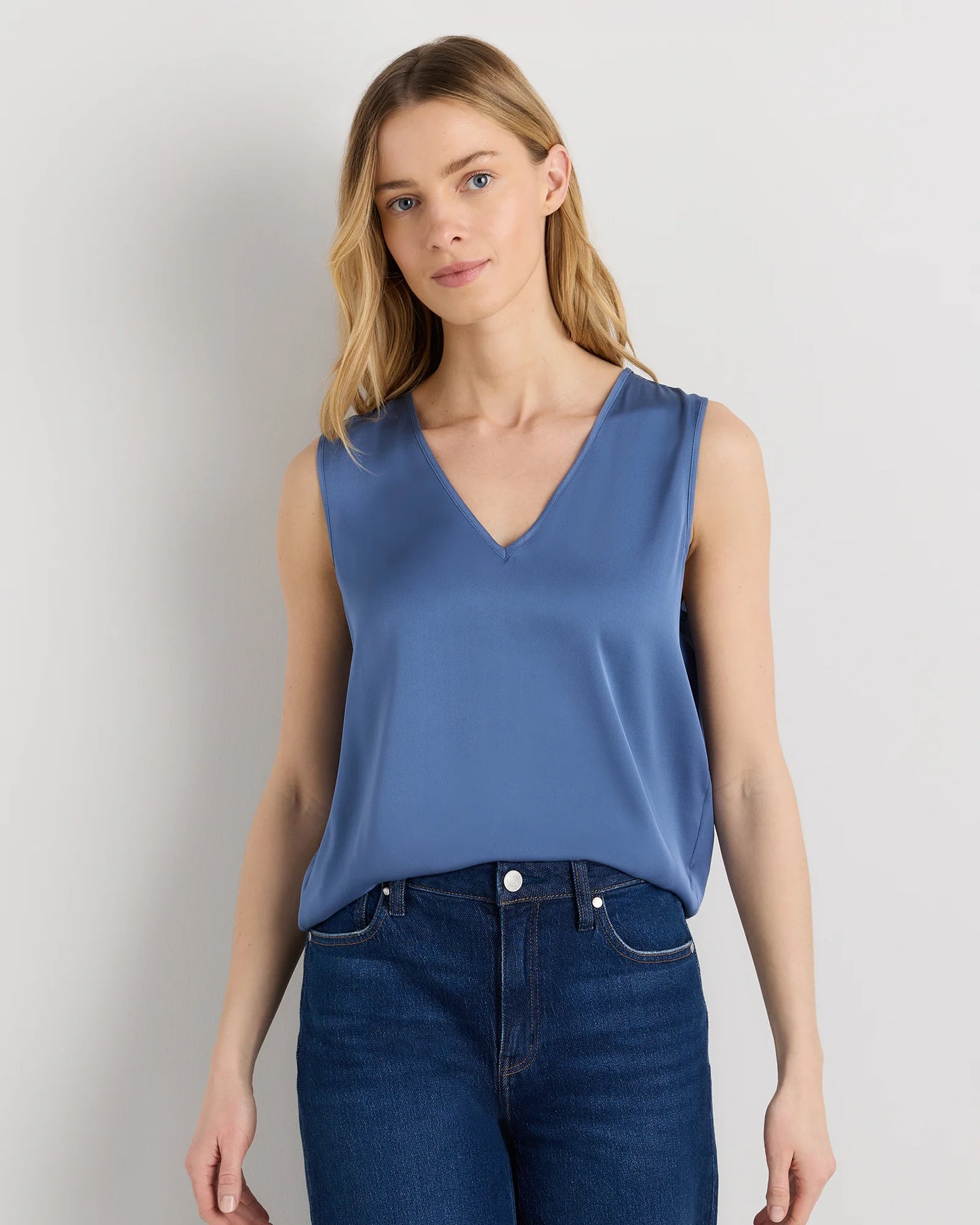 Washable Stretch Silk Tank - XS / Navy