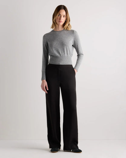 Mongolian Cashmere Shrunken Crewneck Sweater - XS / Ivory