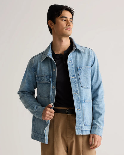 100% Organic Cotton Denim Chore Jacket - S / Dark Indigo