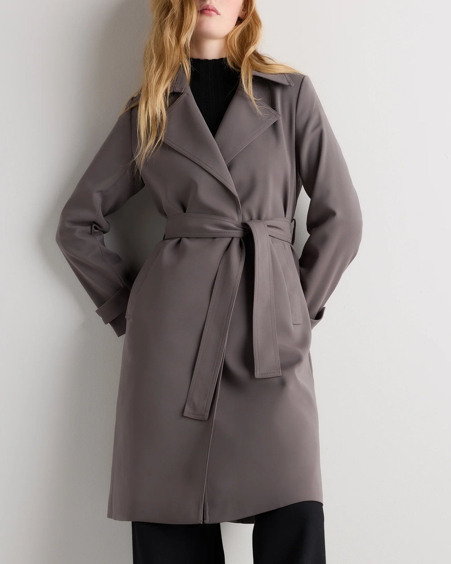 Stretch Crepe Trench Coat - XS / Olive