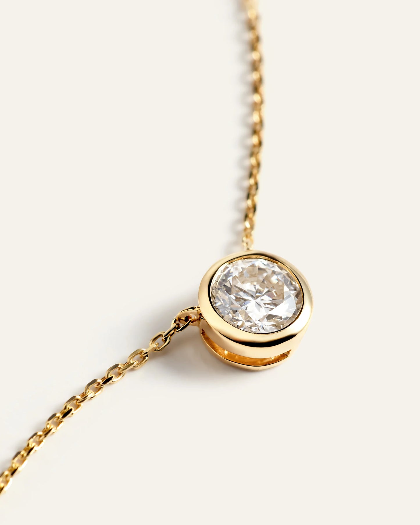 14K Gold Lab Grown Diamond Bezel Necklace - One Size / Yellow Gold