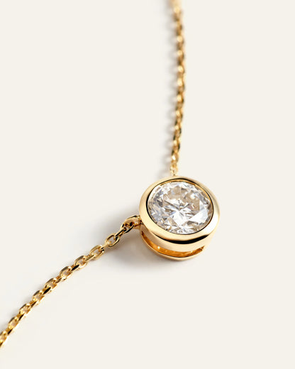14K Gold Lab Grown Diamond Bezel Necklace - One Size / Yellow Gold